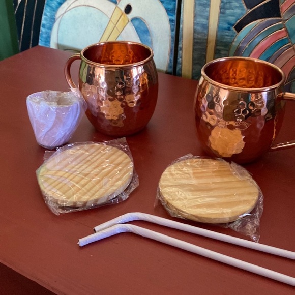 andego Other - New set of Moscow Mule mugs, coasters and straws